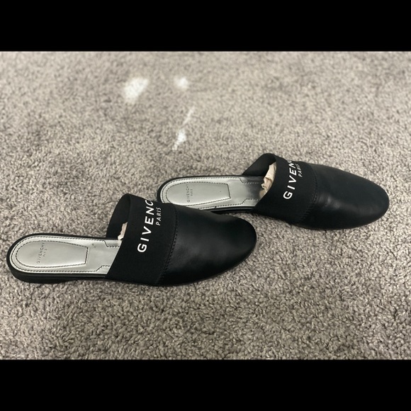 Givenchy Black Leather Logo Mule Slides 38 8 - Picture 2 of 3